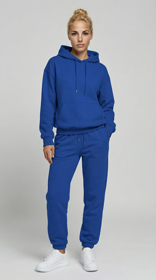 Ensemble deux pièces ajusté : top cache-cœur à manches longues + pantalon fluide taille haute.